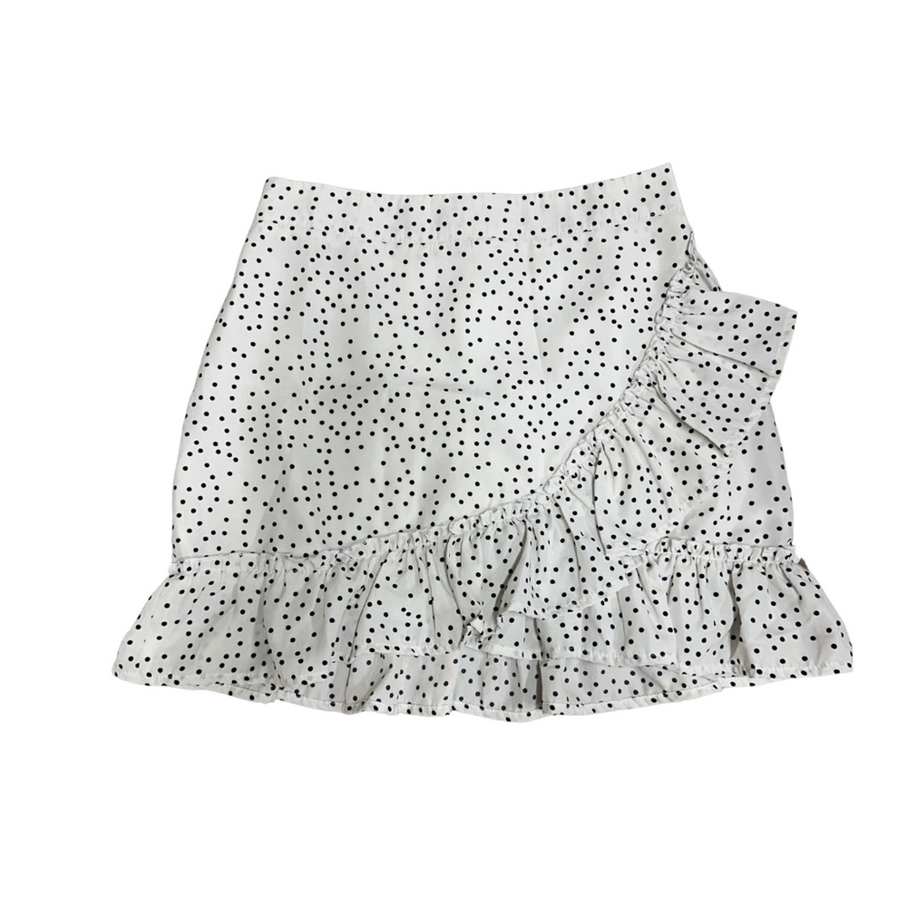 Black and White Polka Dot Ruffle Mini Skirt
